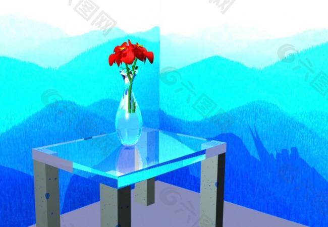 花朵 花瓶简单建模图片