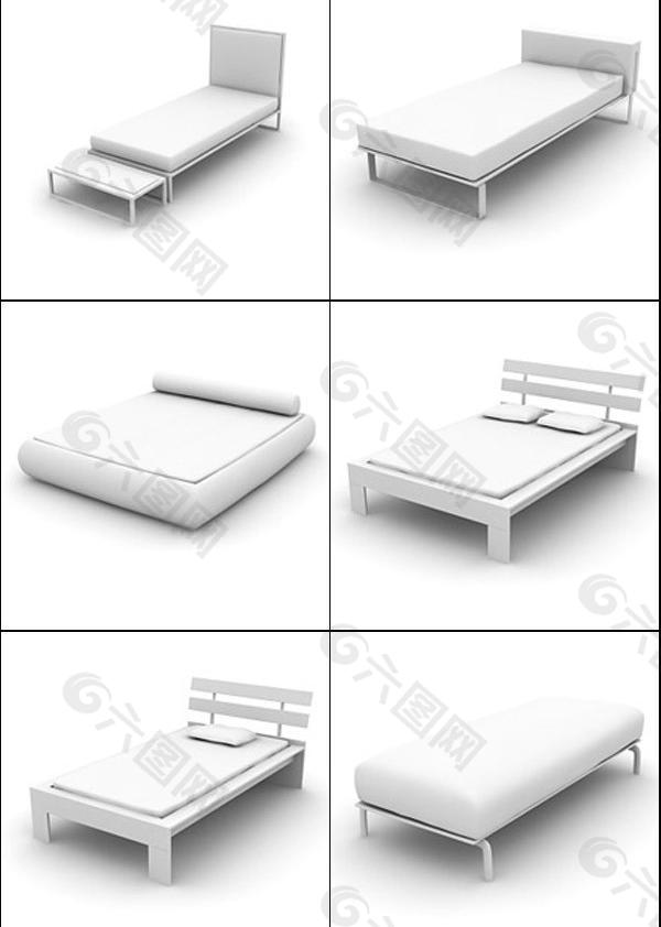 6款床的模型图片