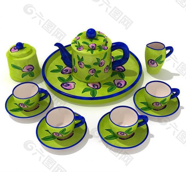 茶杯 杯垫 餐具模型图片