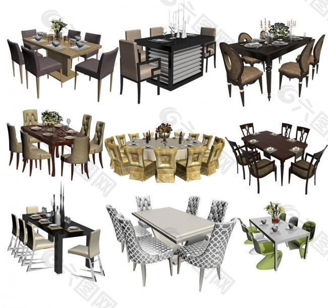 九组餐桌模型图片