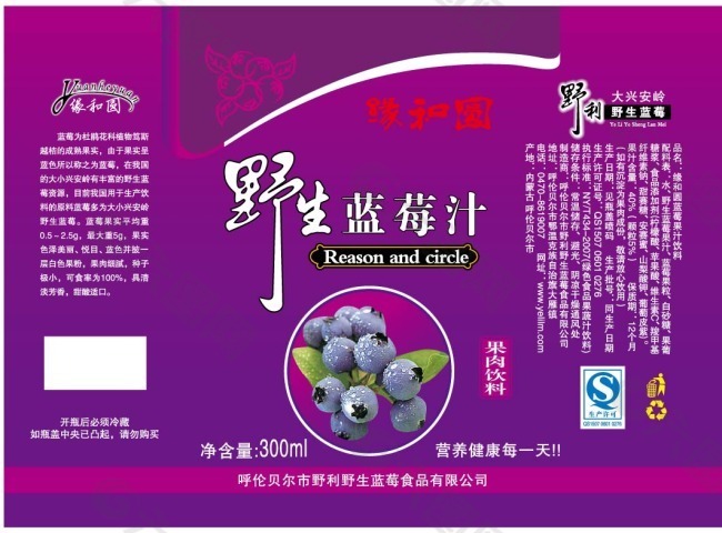 蓝莓饮料瓶标设计
