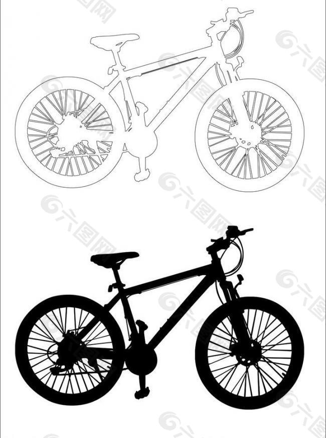 自行车 剪影 轮廓图图片