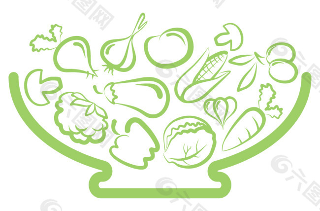 绿色蔬菜矢量插画图