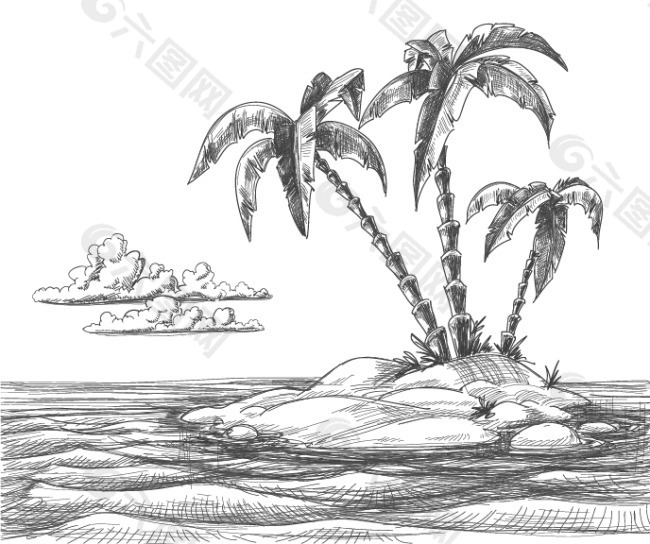 铅笔画海岛平面广告素材免费下载(图片编号:3197052)-六图网