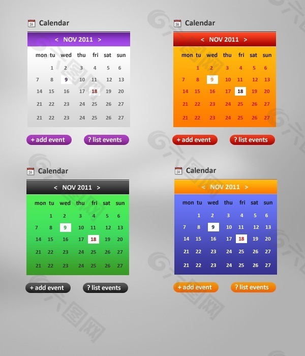 手机日历页面psd素材