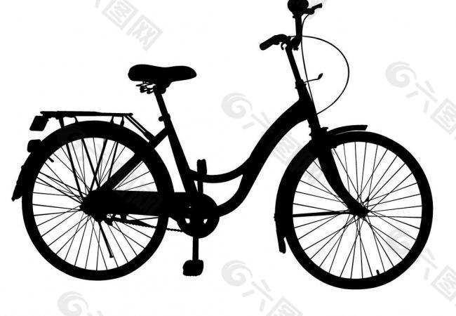 自行车轮廓剪影图片