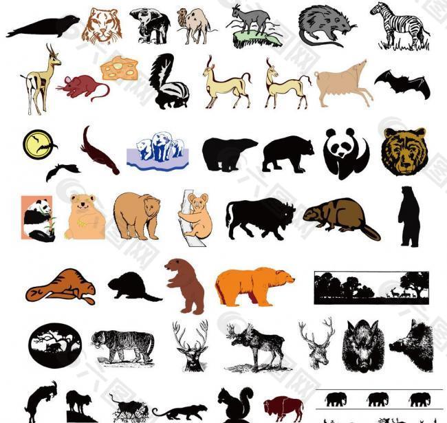 熊猫狗熊麋鹿森林动物图片