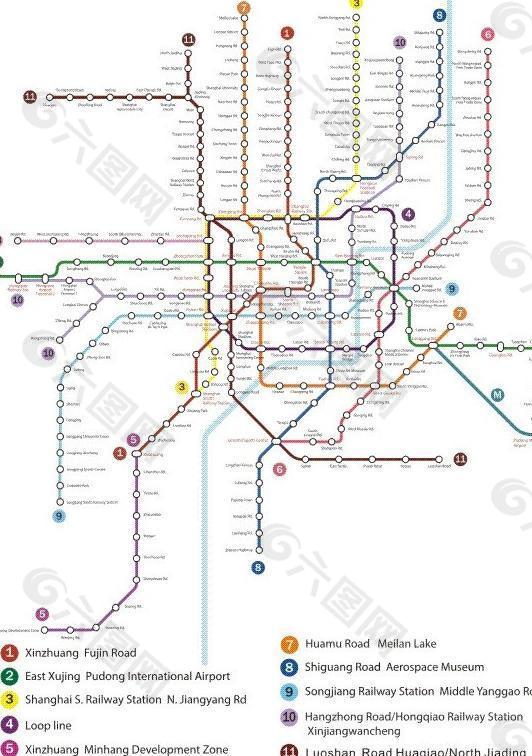 上海英文地铁线路图图片