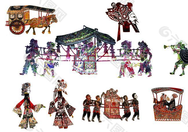 中国传统艺术皮影人物素材