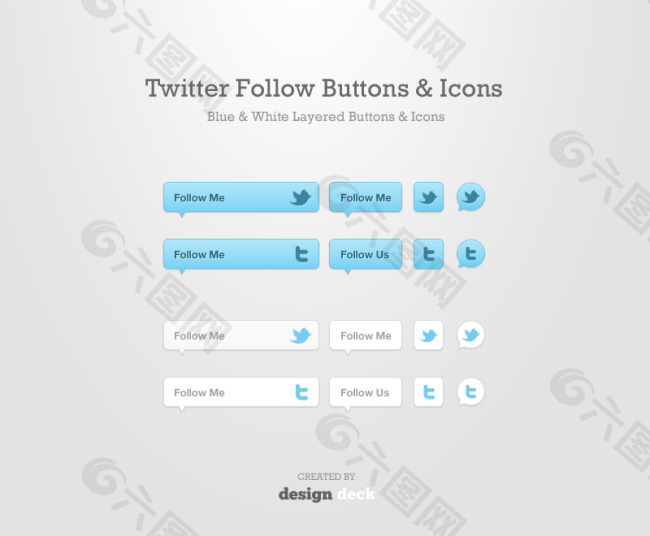 Twitter跟随psd按钮和图标
