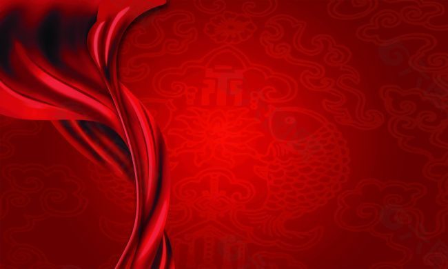 红色绸带鲤鱼底纹背景图片素材