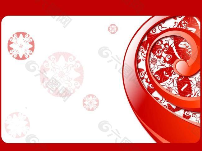 古典红色花纹图案PPT模板