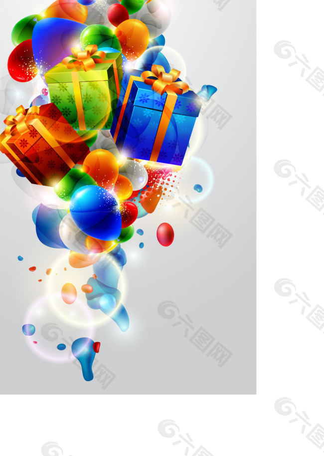 彩色缤纷气球礼物矢量素材