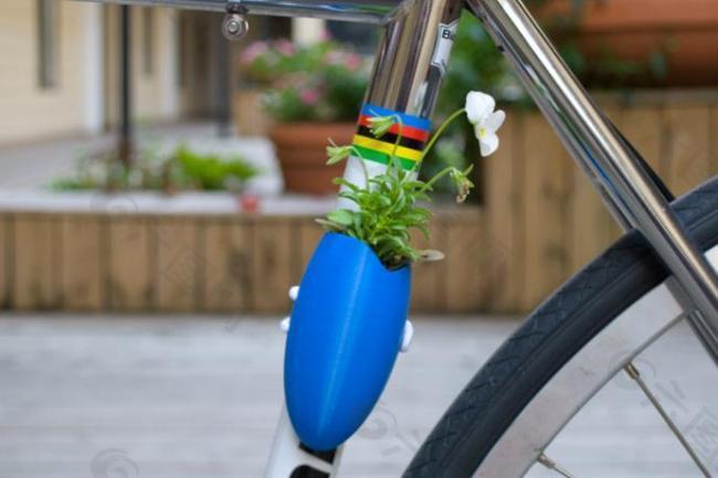 自行车上的小花盆