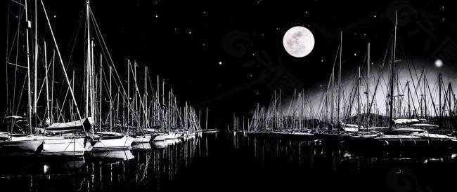 月夜码头图片