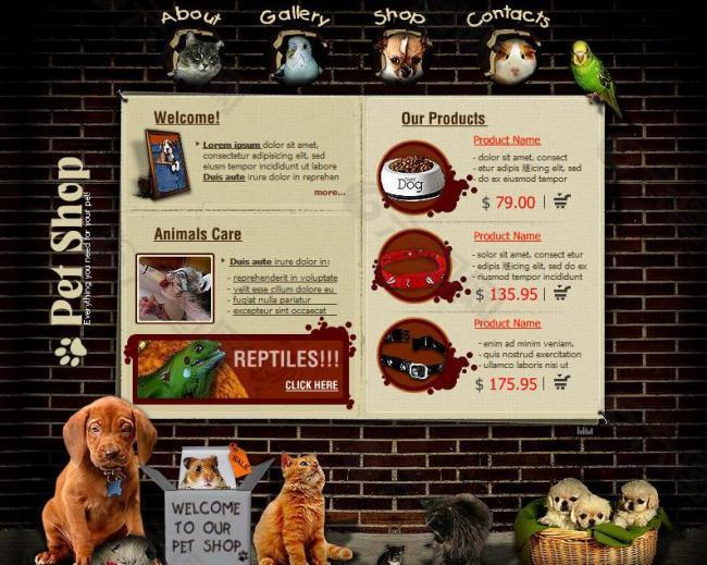 宠物商店网页模板图片