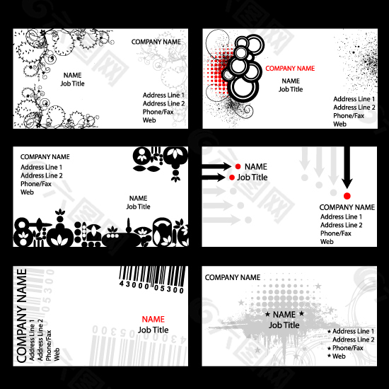 黑白个性矢量名片模板