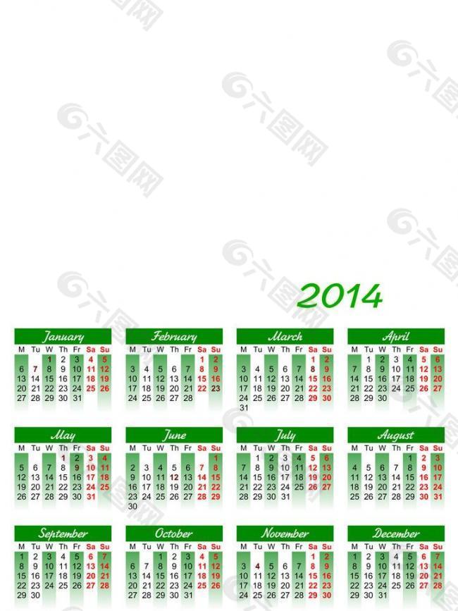 2014日历模板图片