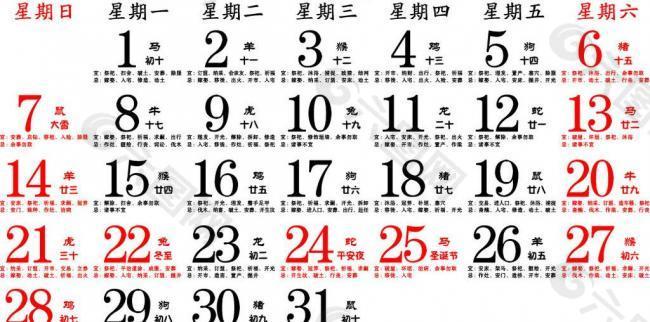 2014年12月属相图片