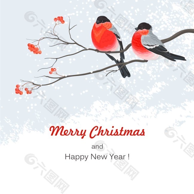 小鸟圣诞节卡片封面源文件
