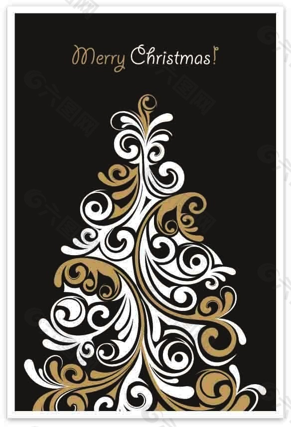 花纹圣诞树卡片封面