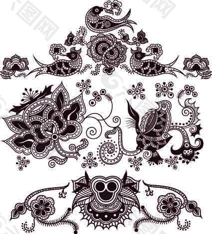 中国古典黑色矢量花纹