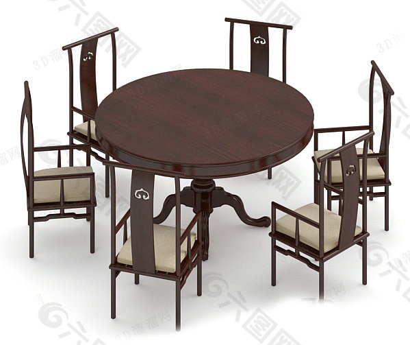 饭店中式桌椅模型