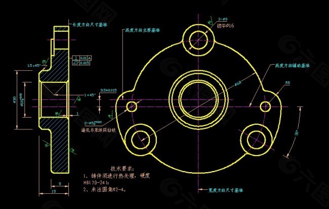 机械设计泵盖图纸