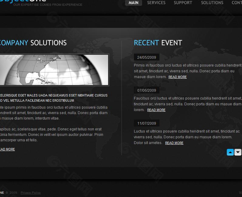 黑色商务地球网页动画模板