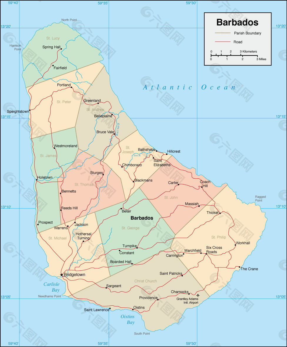 巴巴多斯行政区划图片