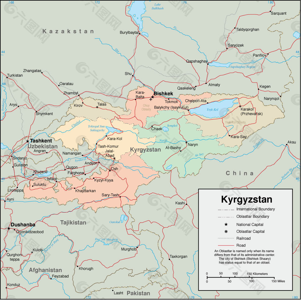 吉尔吉斯斯坦行政地图图片