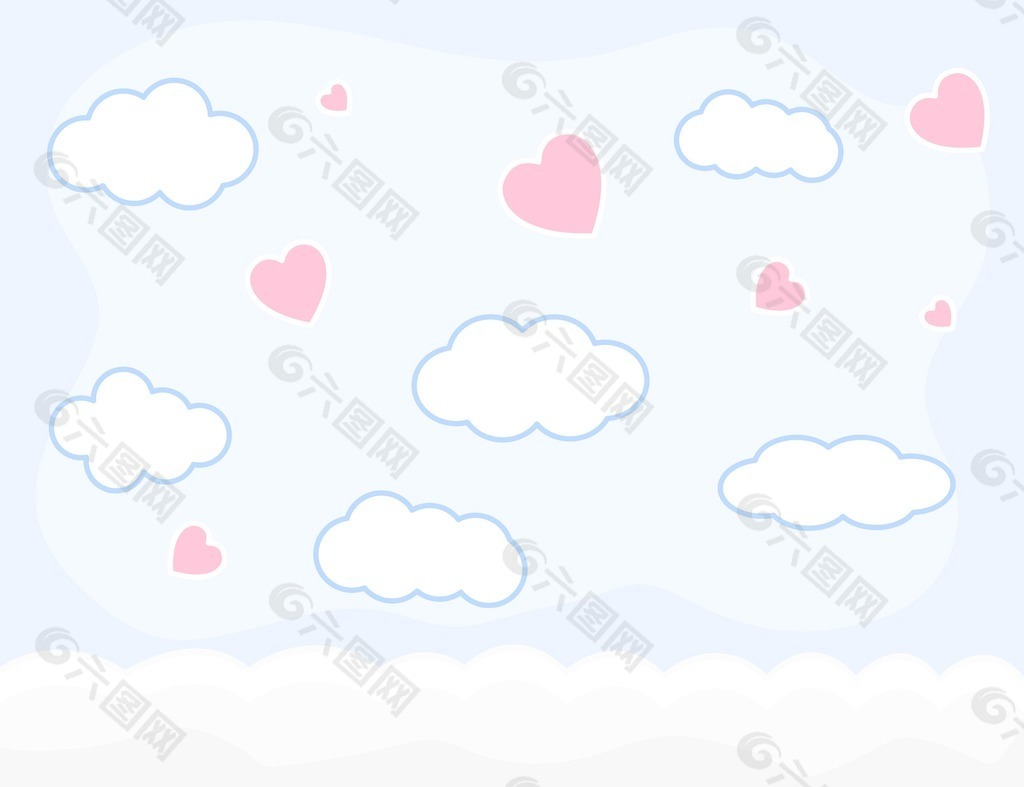 卡通背景-情人节的云彩和天空