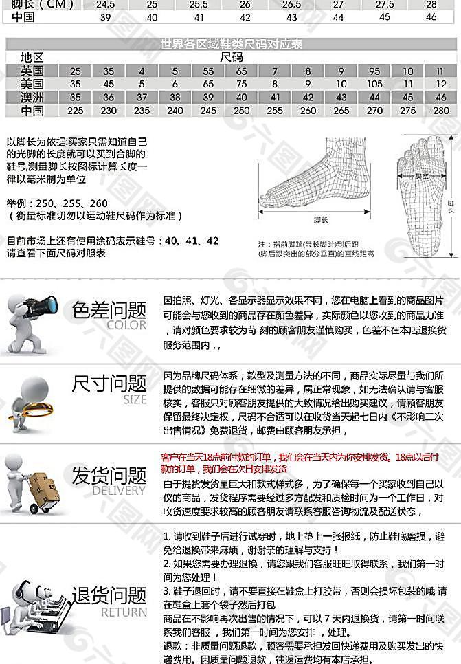 鞋子售后图表图片