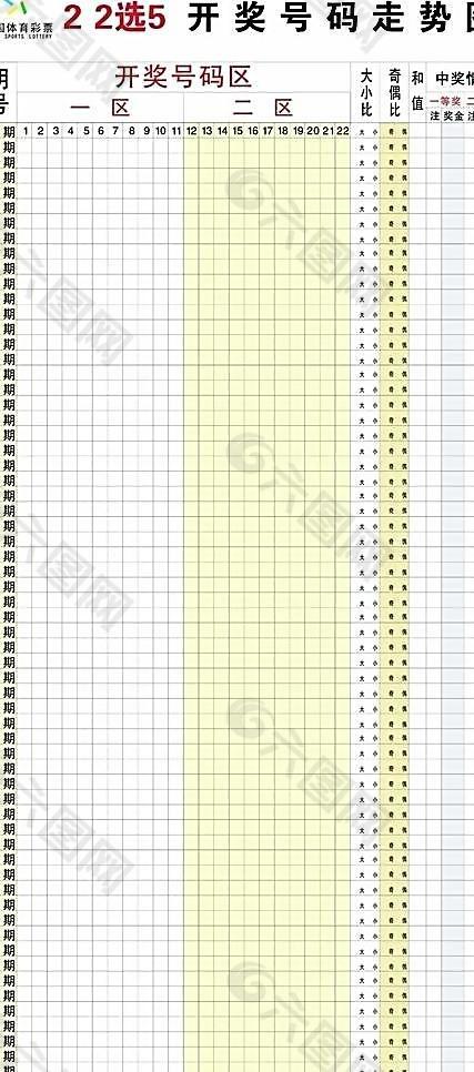 体彩22选5走势图表格图片