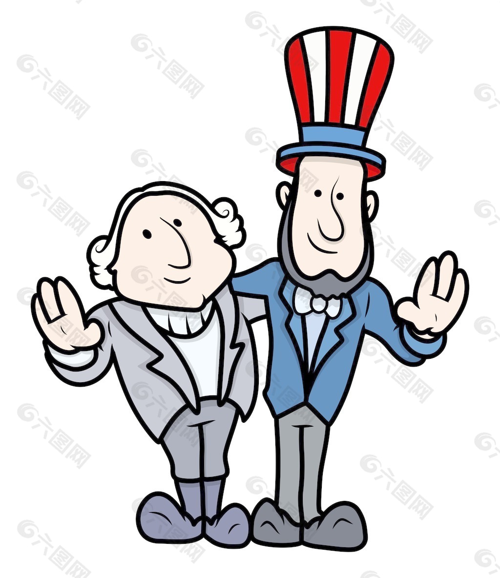 华盛顿和林肯总统日庆祝活动矢量卡通