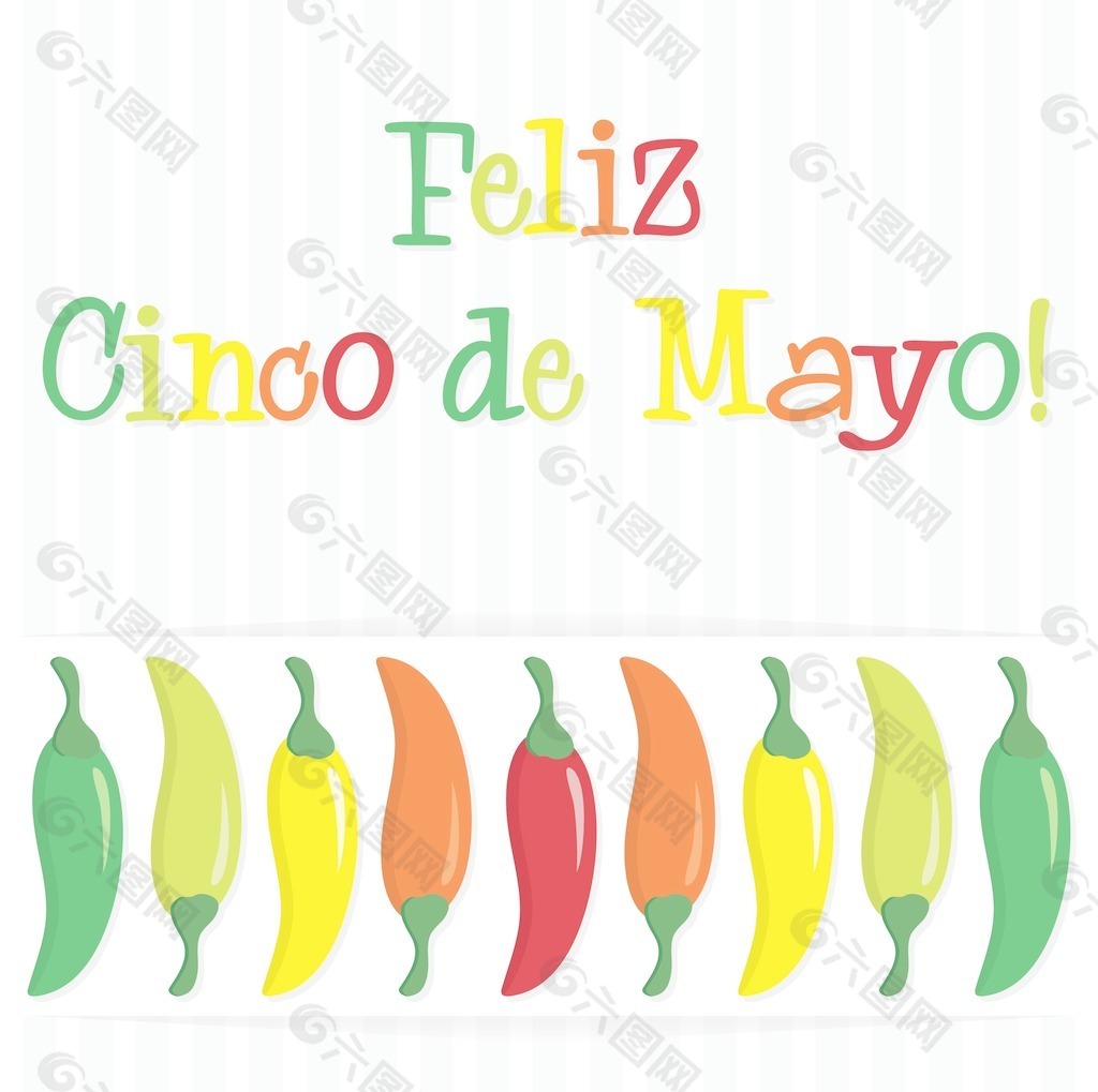 Feliz Cinco de Mayo（幸福5月第五）辣椒卡矢量格式