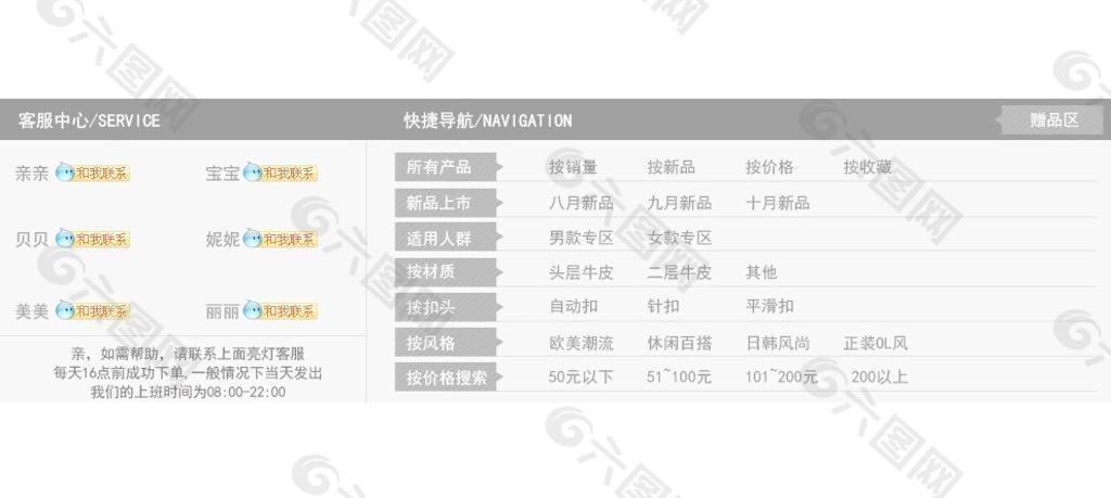 淘宝首页快捷导航客服图片