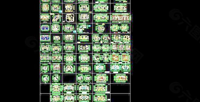 全套一体两户家庭室内户型平面设计图