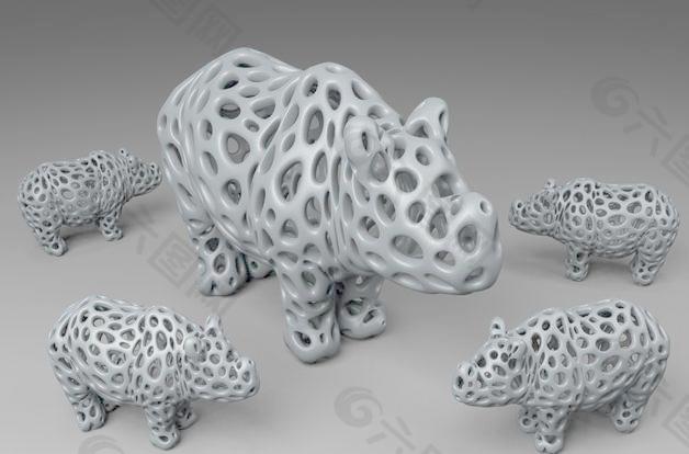 犀牛- Voronoi风格