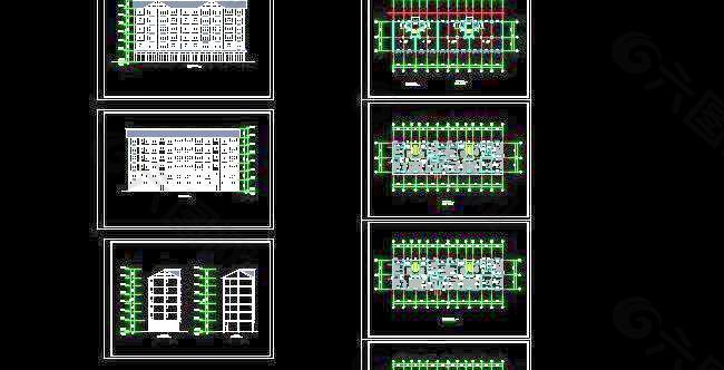 六层双拼坡屋顶带商铺学生公寓施工设计图