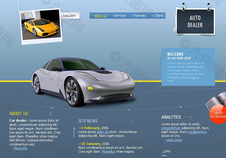 灰蓝汽车零售店网页模板