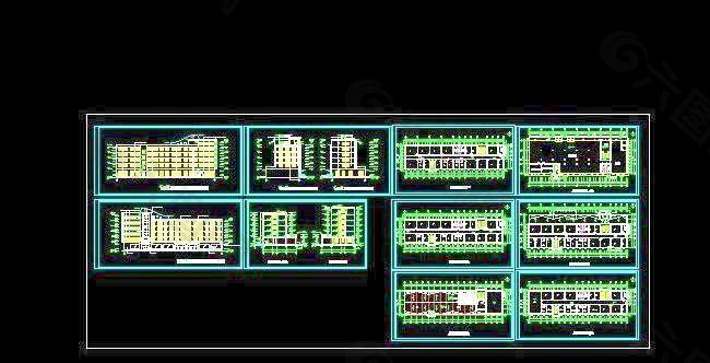 三层外观简易现代风格办公楼施工设计图