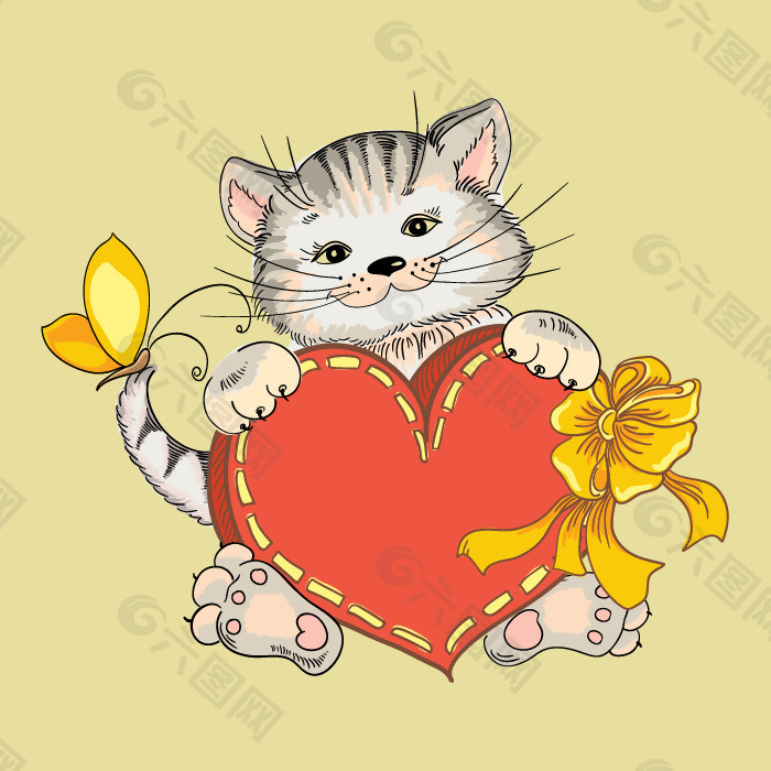 印花矢量图 卡通 动物 宠物类 小猫 免费素材