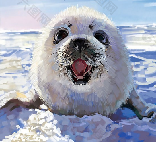 位图 插画 动物 海洋生物 海狮 免费素材