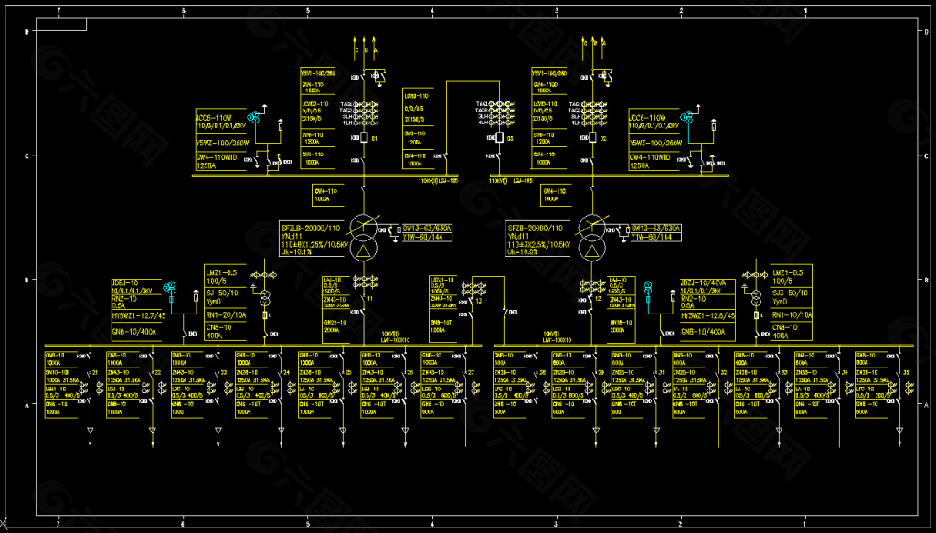 110KV变电站主接线图CAD图纸