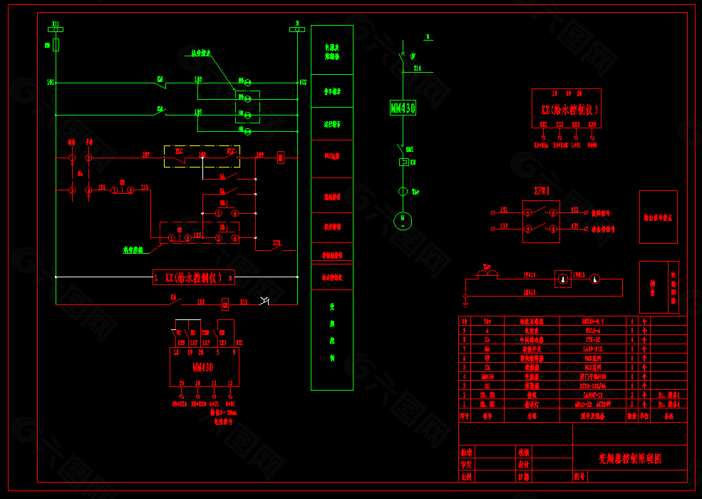 西门子变频器控制原理图CAD图纸