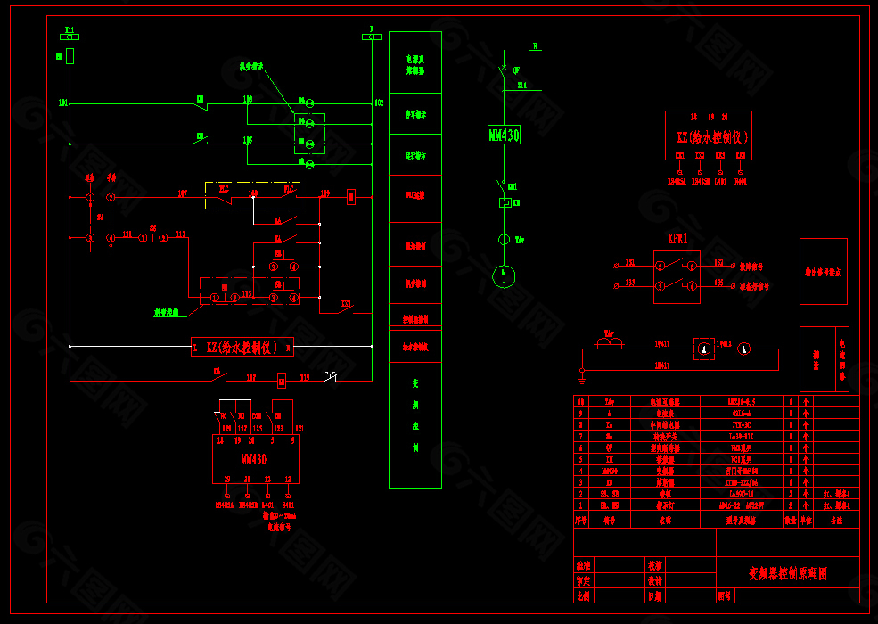西門子變頻器控制原理圖cad圖紙