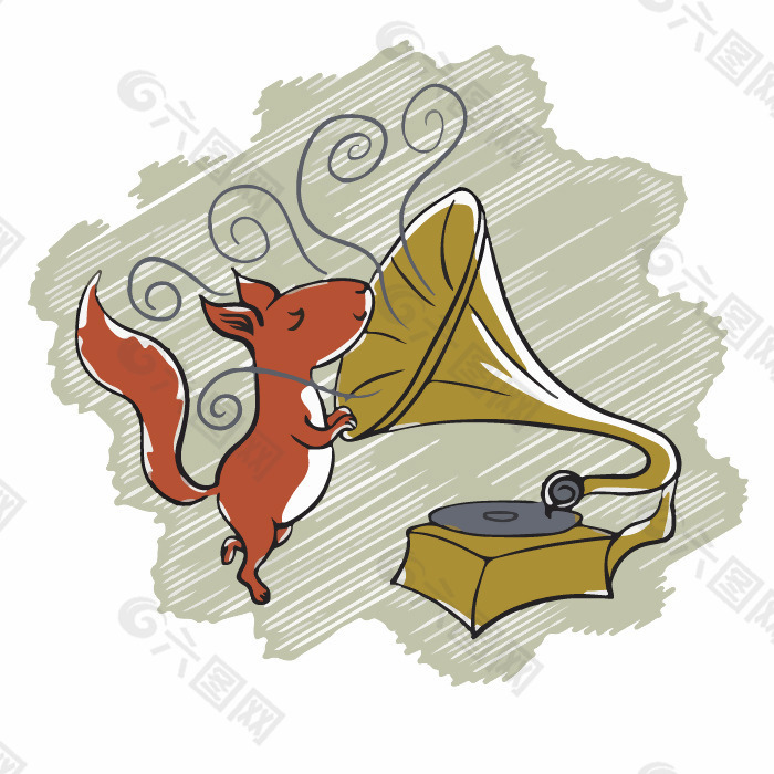 印花矢量图 卡通 动物 狐狸 音乐元素 免费素材