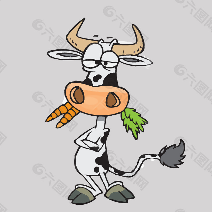 印花矢量图 卡通 动物 牛 奶牛 免费素材