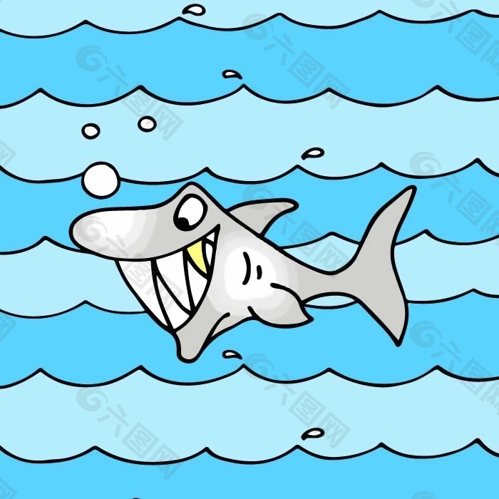 印花矢量图 卡通 动物 鱼 鲨鱼 免费素材